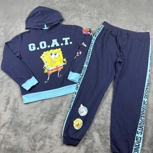 Nickelodeon SpongeBob SquarePants GOAT Hoodie Jogger Set Navy Blue Kids 14/16 L